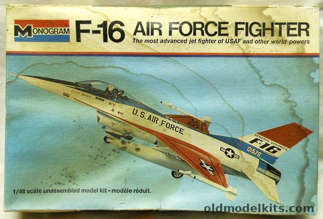 Monogram 1/48 General Dynamics F-16 Falcon  - White Box Issue, 5401 plastic model kit